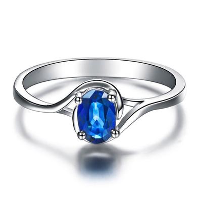 Silver blue stone ring