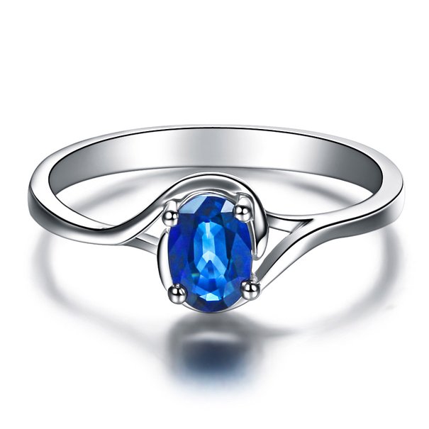 Silver blue stone ring